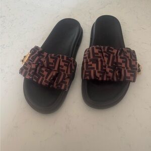 Brown Fendi Satin Slides — Pre-Owned | US Size 8 EU Size 39